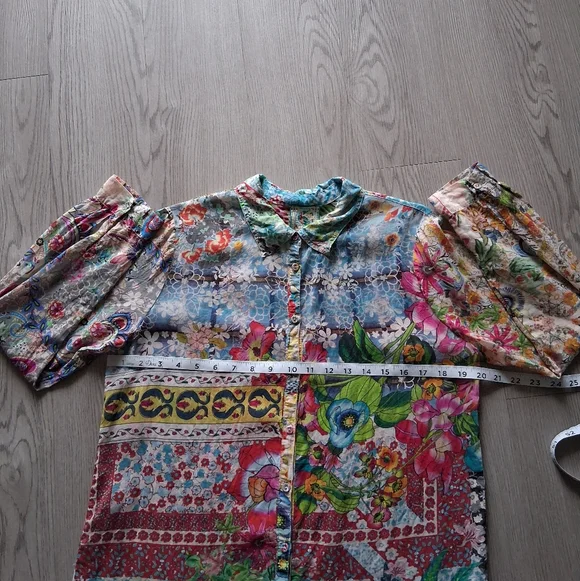 Johnny Was Milla Long Sleeve Floral Patchwork Blouse - Picture 13 of 16